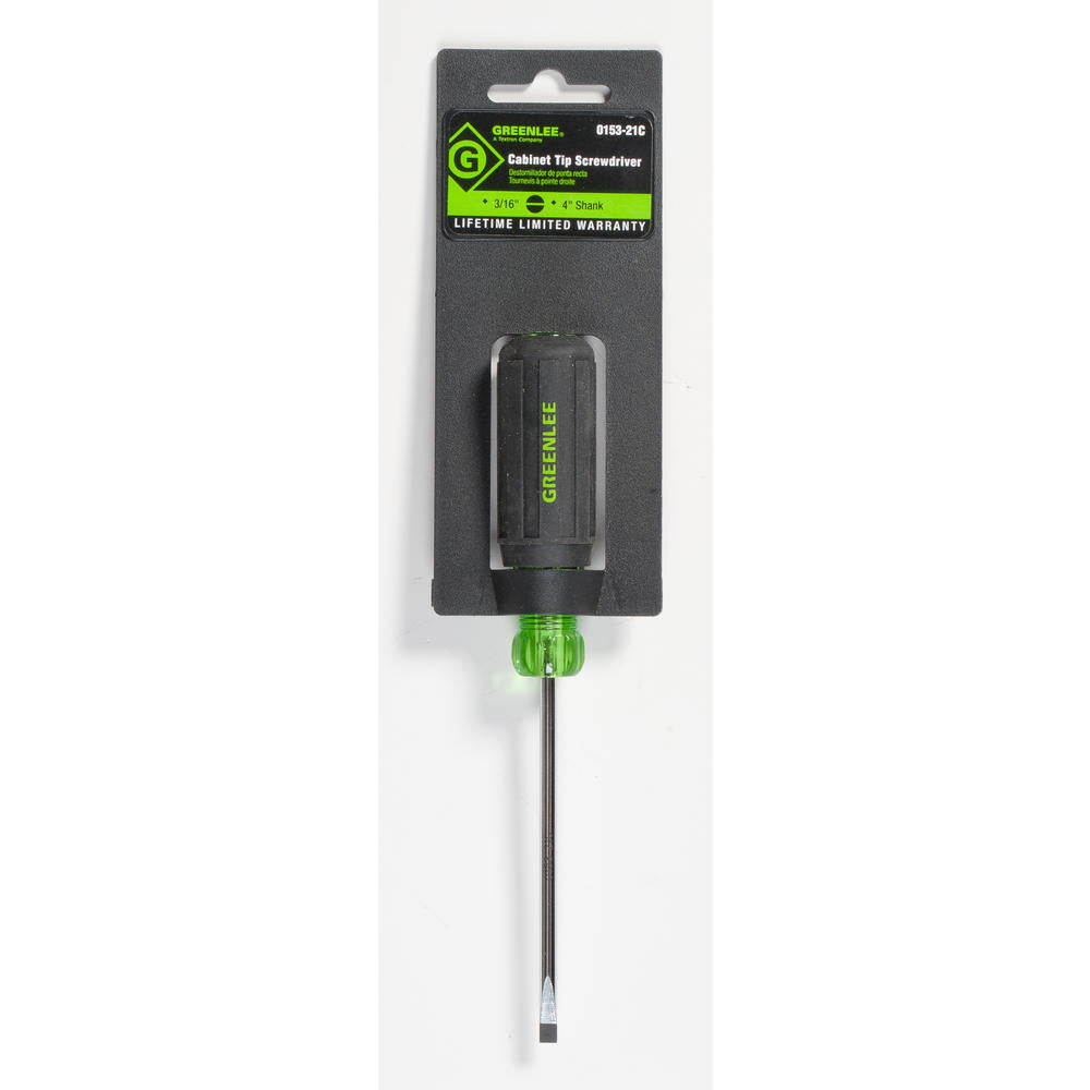 Greenlee 0153-21C Screwdriver, Flat-Cabinet Tip 3/16 x 4"