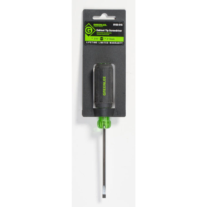 Greenlee 0153-21C Screwdriver, Flat-Cabinet Tip 3/16 x 4"