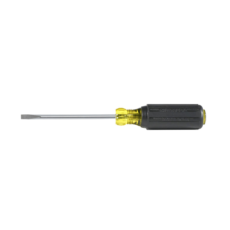 Klein Tools 601-4 Flathead Screwdriver with 3/16-Inch Cabinet Tip, 4-Inch Round Shank and Cushion Grip Handle