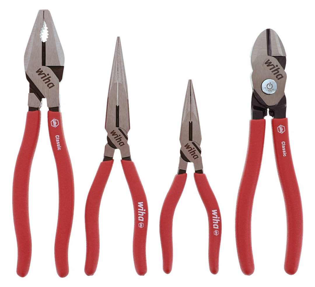 Wiha 34681 4 Piece Classic Grip Pliers and Cutters Tray Set