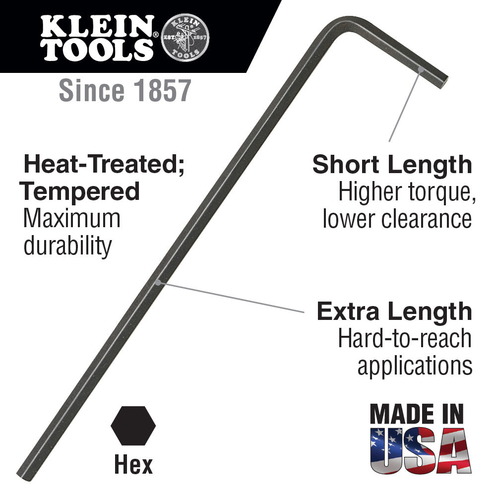 Klein Tools LLM4 Long Arm Hex Key, 4 mm
