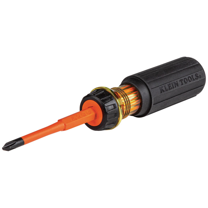 Klein Tools 32293 2-in-1 Insulated Flip-Blade Screwdriver, #2 Ph, 1/4-Inch Sl