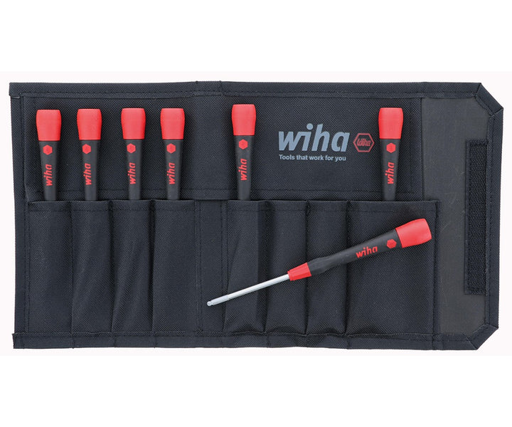 Wiha Tools 26493 PicoFinish Precision Ball End Hex Inch Screwdriver Set w/ Canvas Pouch, 7 Pc.