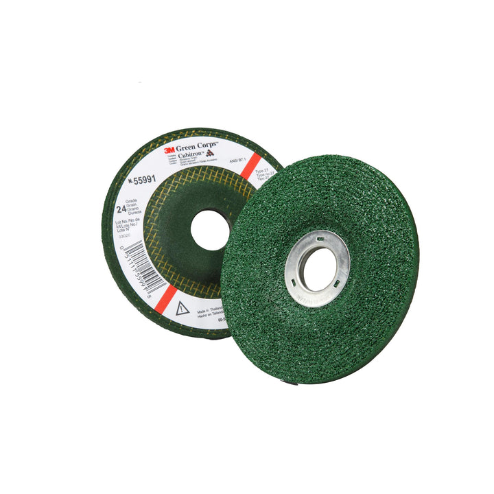 3M Green Corps Depressed Center Grinding Wheel, 24 4-1/2 in x 1/4 in x
7/8 in