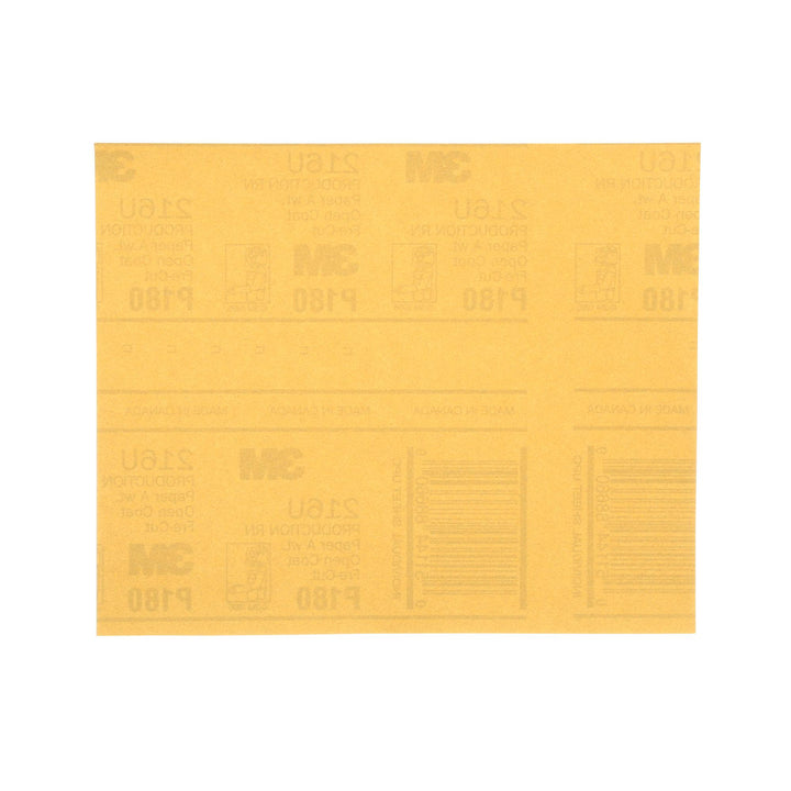 3M Gold Abrasive Sheet, 02545, P180 grade, 9 in x 11 in, 50 sheets per
pack