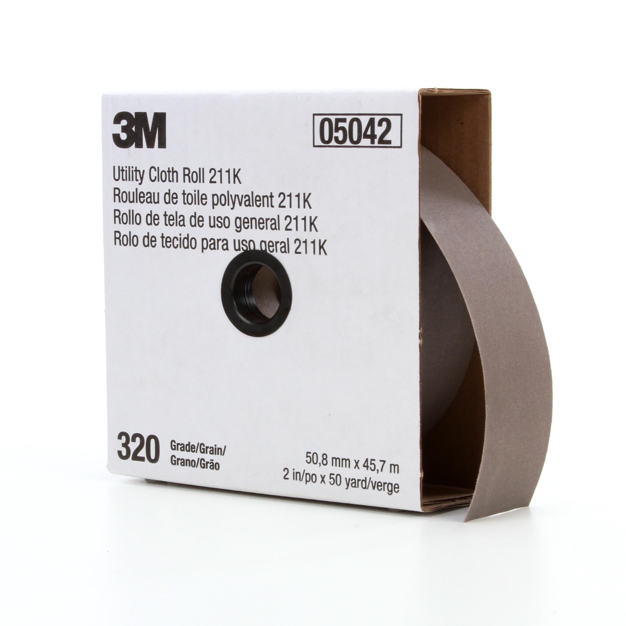 3M Utility Cloth Roll 211K, 320 J-weight, 2 in x 50 yd, Full-flex ...