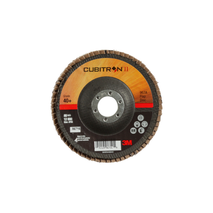 3M Cubitron II Flap Disc 967A, 40+, T29, 5 in x 7/8 in