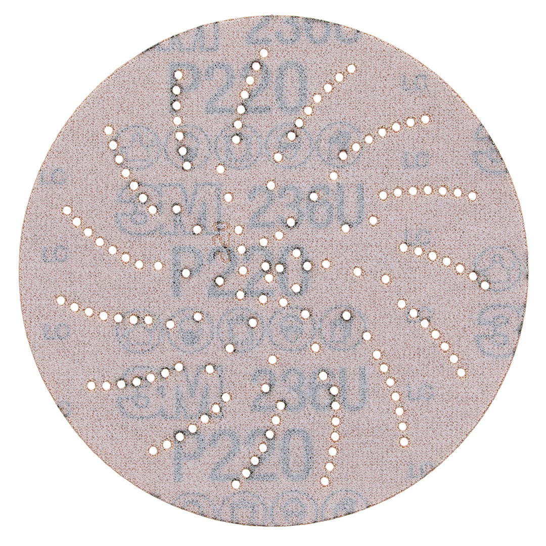 3M Xtract Paper Disc 236U, 55501, P220 C-weight, 5 in, Die 500LG,
50/Carton