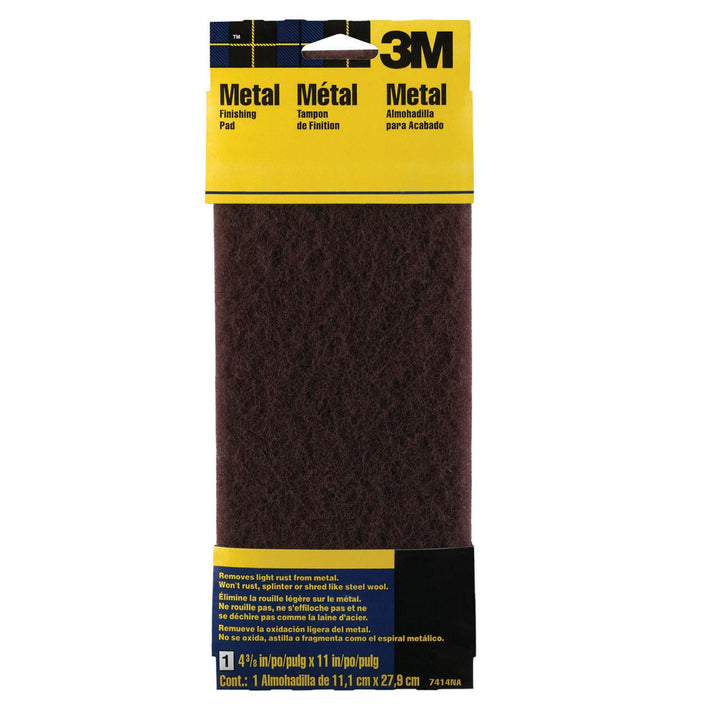3M Hand Sanding Metal Finishing Pad 7414NA, 4.375 in x 11 in, Maroon
Medium