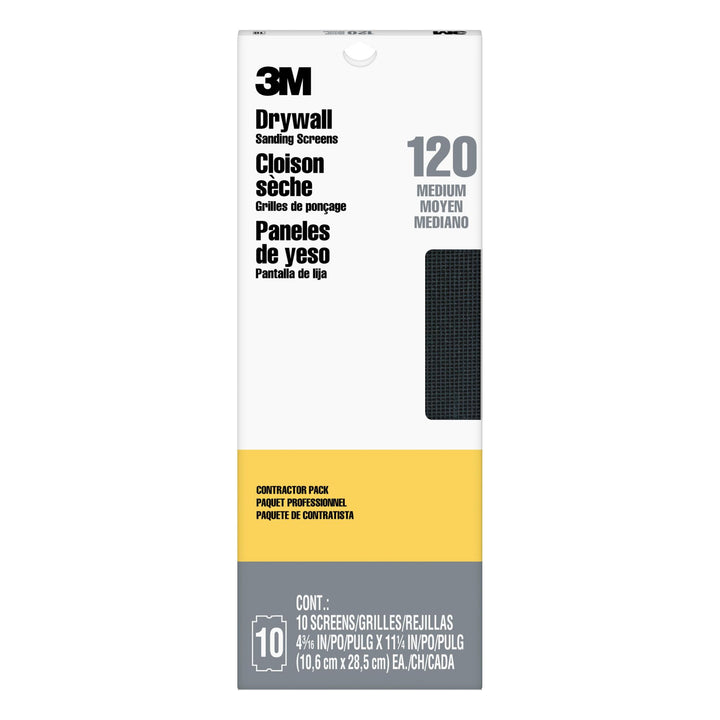 3M Drywall Sanding Screens 99438, 4 3/16 in x 11 1/4 in, 120 grit, 10 sheets/pk