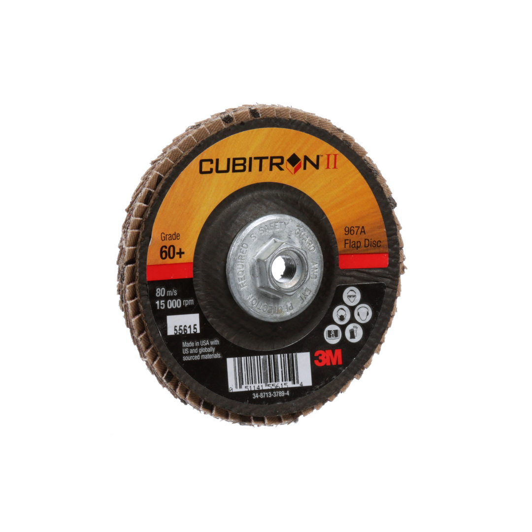 3M Cubitron II Flap Disc 967A, 60+, T29 Quick Change, 4 in x 3/8"-24