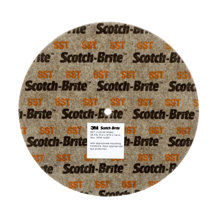 Scotch-Brite SST Unitized Wheel, 8 in x 1/4 in x 1 1/4 in 7A FIN