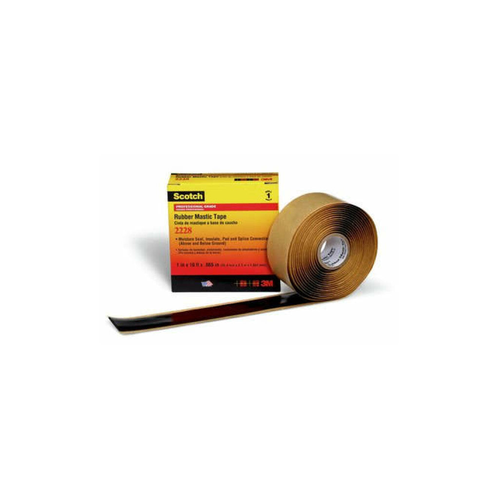 Scotch® Rubber Mastic Tape 2228, 2 in x 3 ft, Black, 1 roll/carton ...