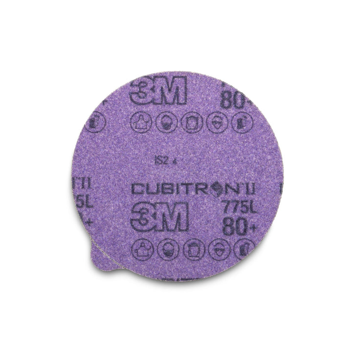 3M Cubitron II Stikit Film Disc 775L, 80+, 6 in x NH, Linered w/Tab,
Die 600Z