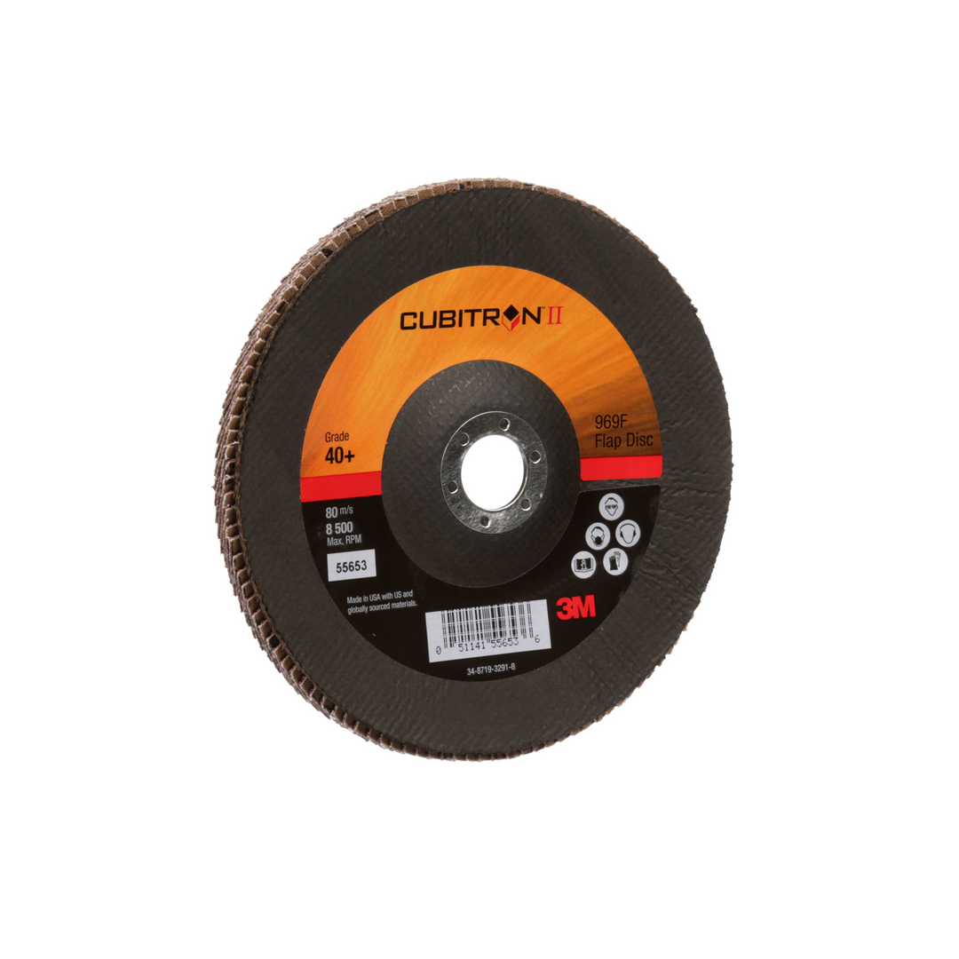 3M Cubitron II Flap Disc 967A, 40+, T29, 7 in x 7/8 in, Giant