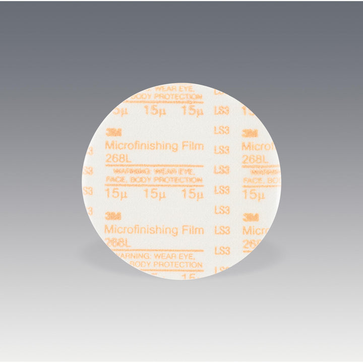 3M Microfinishing PSA Film Disc 268L, 15 Mic 3MIL, Type D, 8 in x NH,
Die 800L