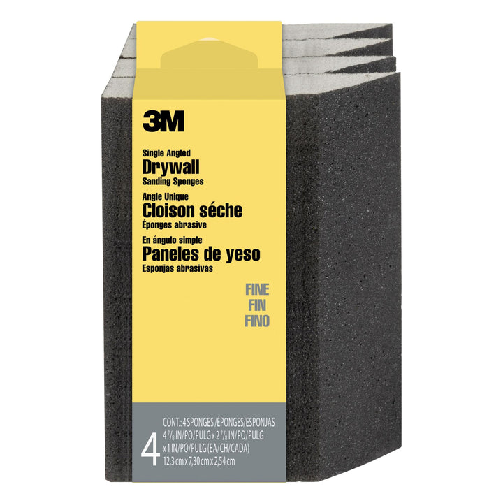3M Drywall Sanding Sponge CP-042-4PK, Single Angle, 4 7/8 in x 2 7/8 in x 1 in
