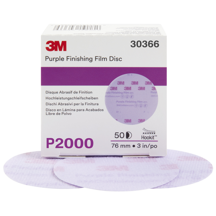 3M Hookit Purple Finishing Film Abrasive Disc 260L, 30366, 3 in,
P2000