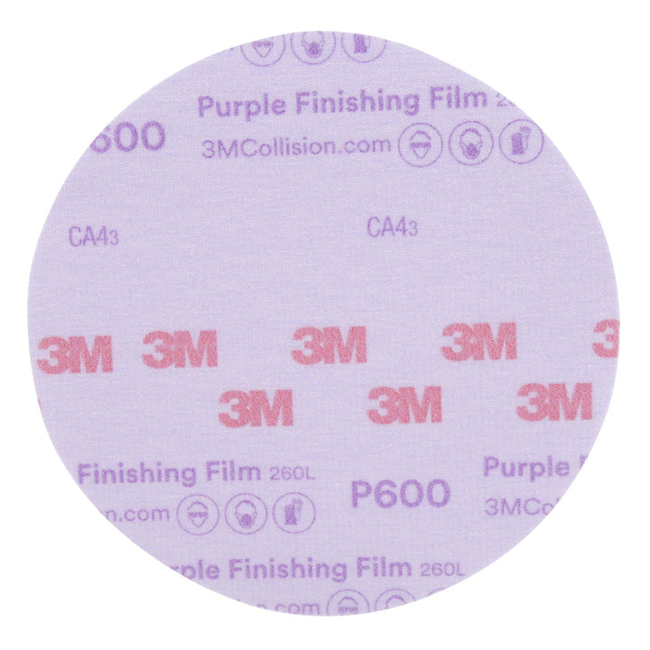 3M Hookit Purple Finishing Film Abrasive Disc 260L, 30671, 6 in, P600