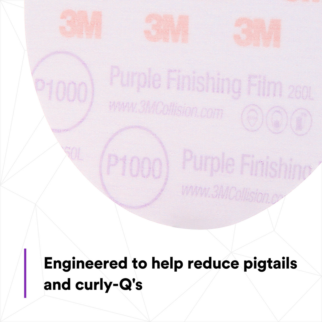 3M Hookit Purple Finishing Film Abrasive Disc 260L, 30669, 6 in,
P1000