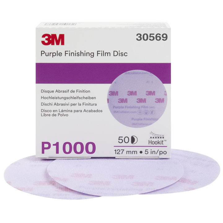 3M Hookit Purple Finishing Film Abrasive Disc 260L, 30569, 5 in,
P1000