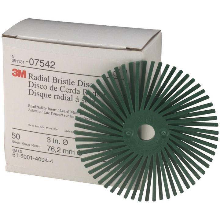 Scotch-Brite Radial Bristle Disc, 3 in x 3/8 in 50, 10/Carton