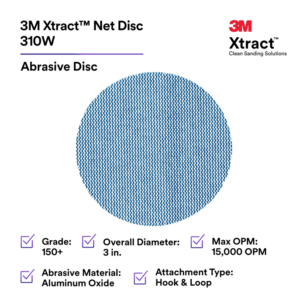 3M Xtract Net Disc 310W, 150+, 3 in x NH, Die 300V, 50/Carton