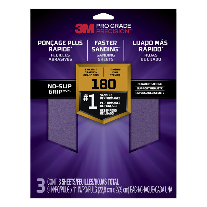 3M Pro Grade Precision Faster Sanding Sheets w/ NO-SLIP GRIP Backing