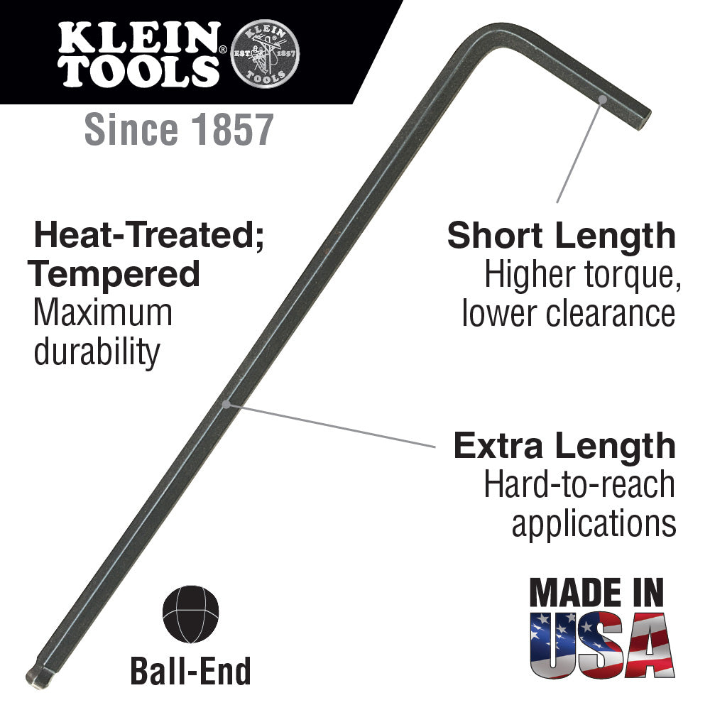 Klein Tools BL7 Ball-End Hex L-Key, 7/16"