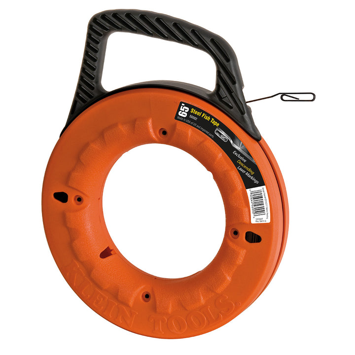 Klein Tools 56002 Fish Tape, 65-Foot, Great for Long Runs and Heavy Duty Wire Pulls, Laser Etched for Conduit Measuring
