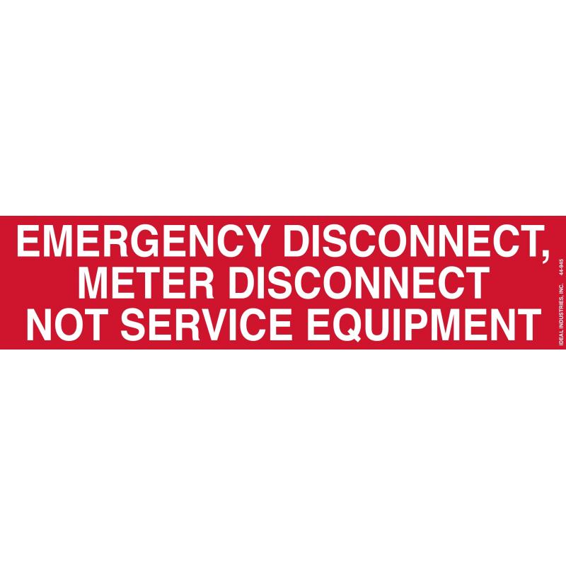 Ideal 44-945 NEC Meter Disconnect Label, 2-1/8