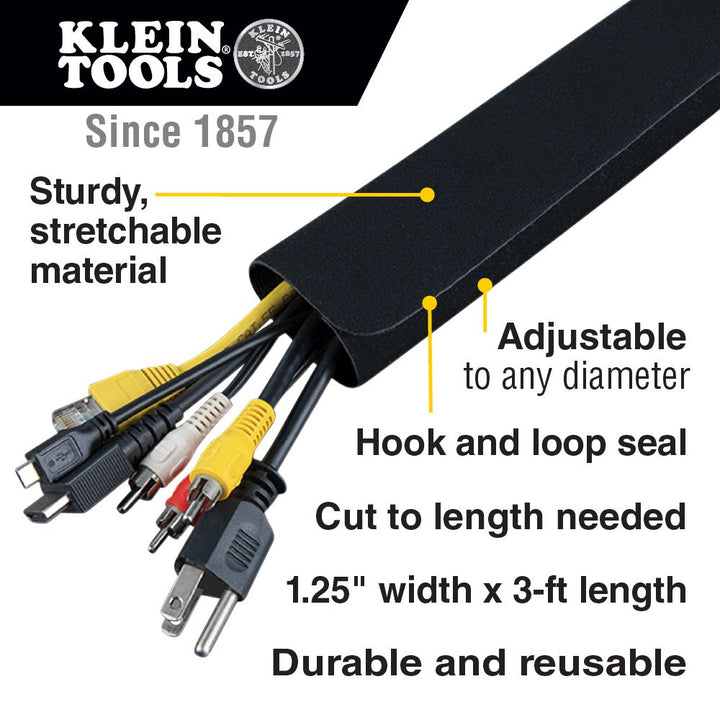 Klein Tools 450-320 Cable and Wire Management Sleeves,1.25-Inch Diameter, 3-Foot Long