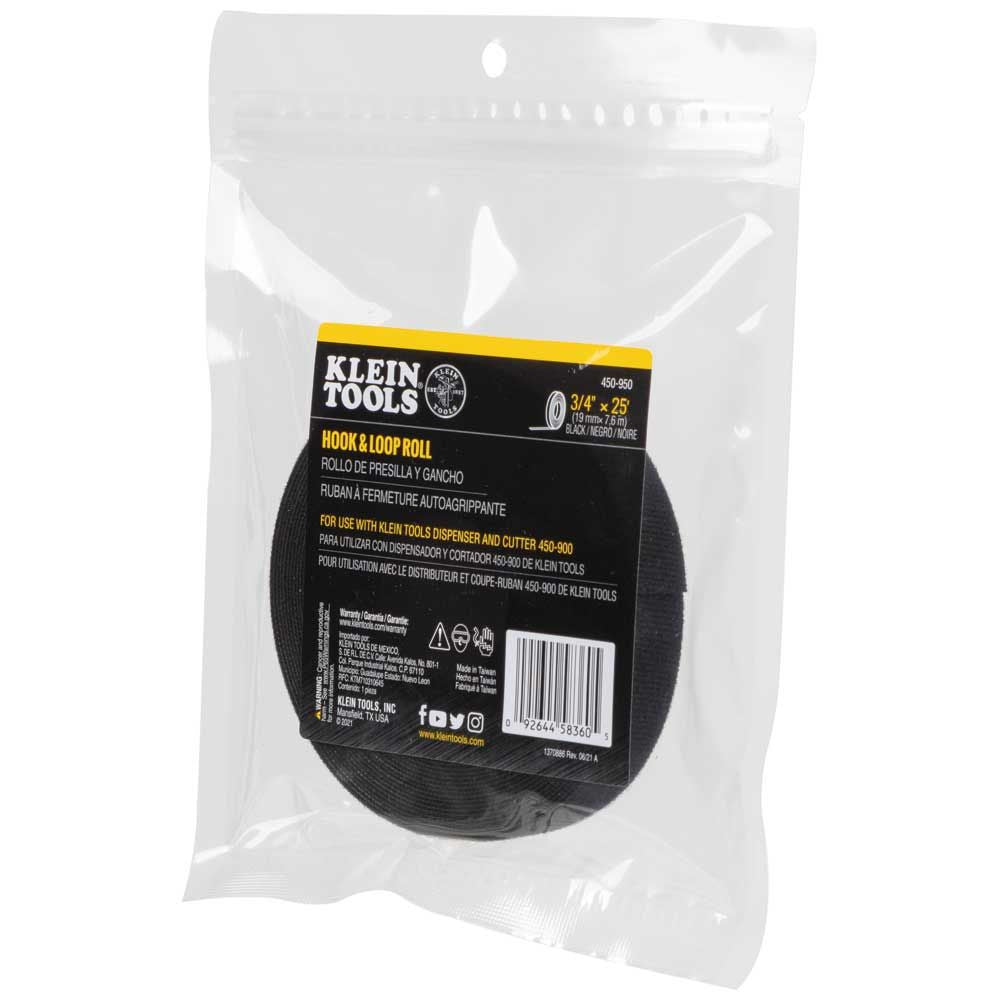 Klein Tools 450-950 Hook and Loop Tape, 3/4-Inch, 25-Foot, Black, Custom Length Cable Ties