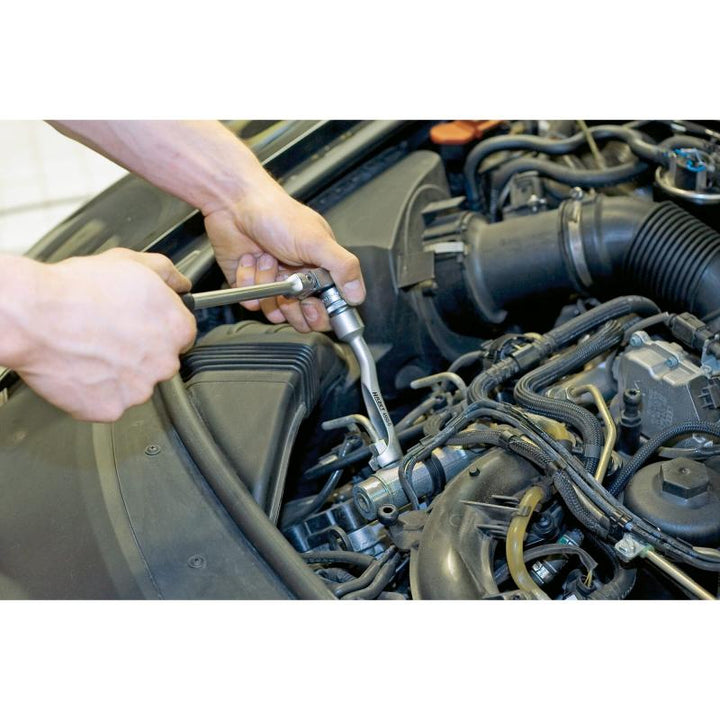 Hazet 4550-5 Injection Line Wrench, 14mm 12-Point Profile, 1/2" Square Drive