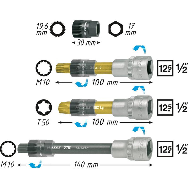 Hazet 4641/4 V-(Ribbed) Belt Pulley Tool, 4 Pieces