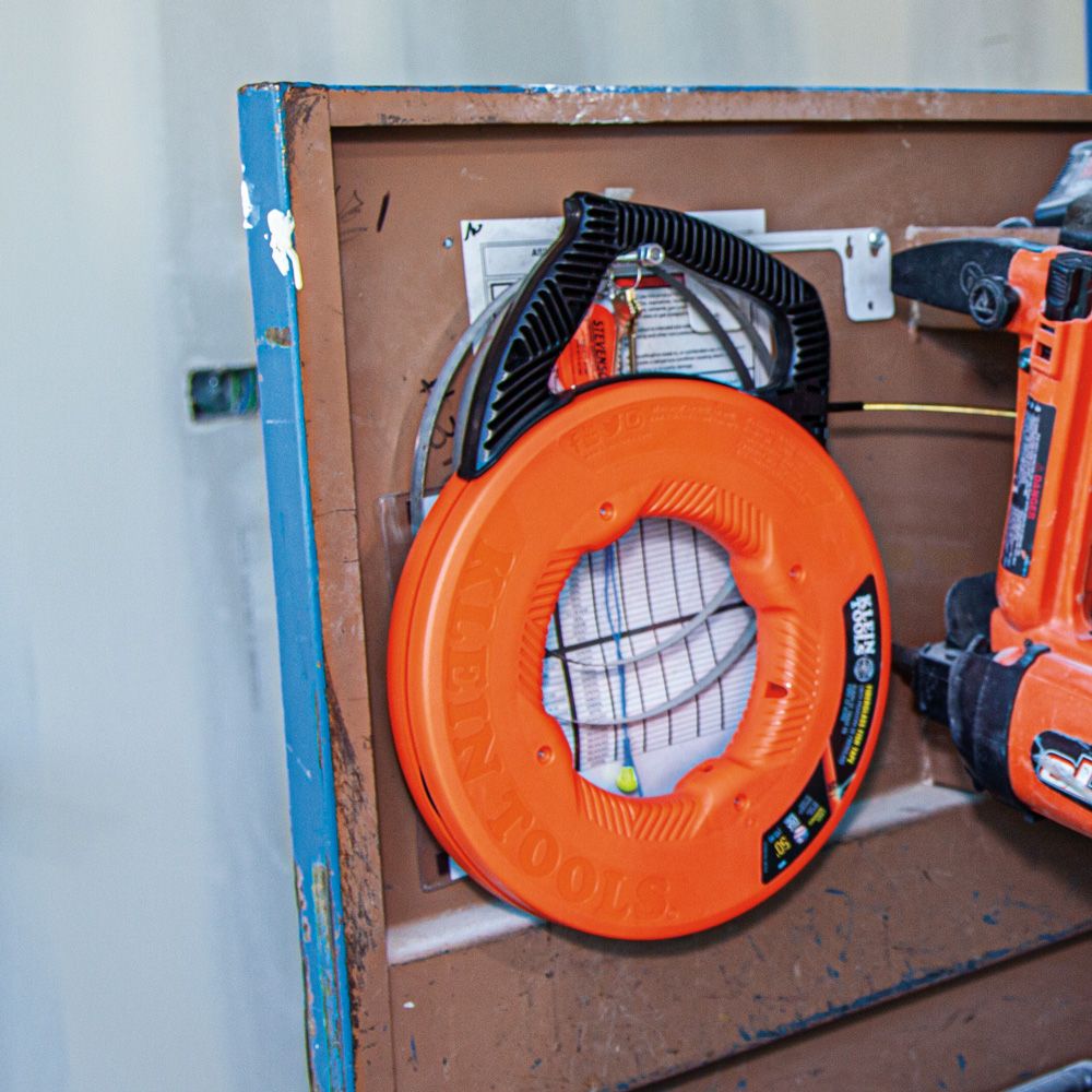 Klein Tools 56350 Fiberglass Fish Tape with Spiral Steel Leader, 50-Foot