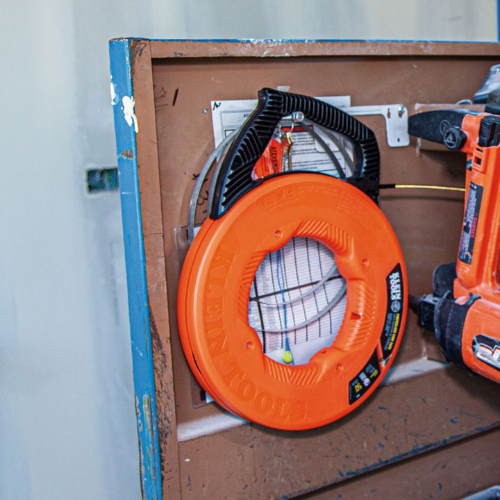 Klein Tools 56350 Fiberglass Fish Tape with Spiral Steel Leader, 50-Foot