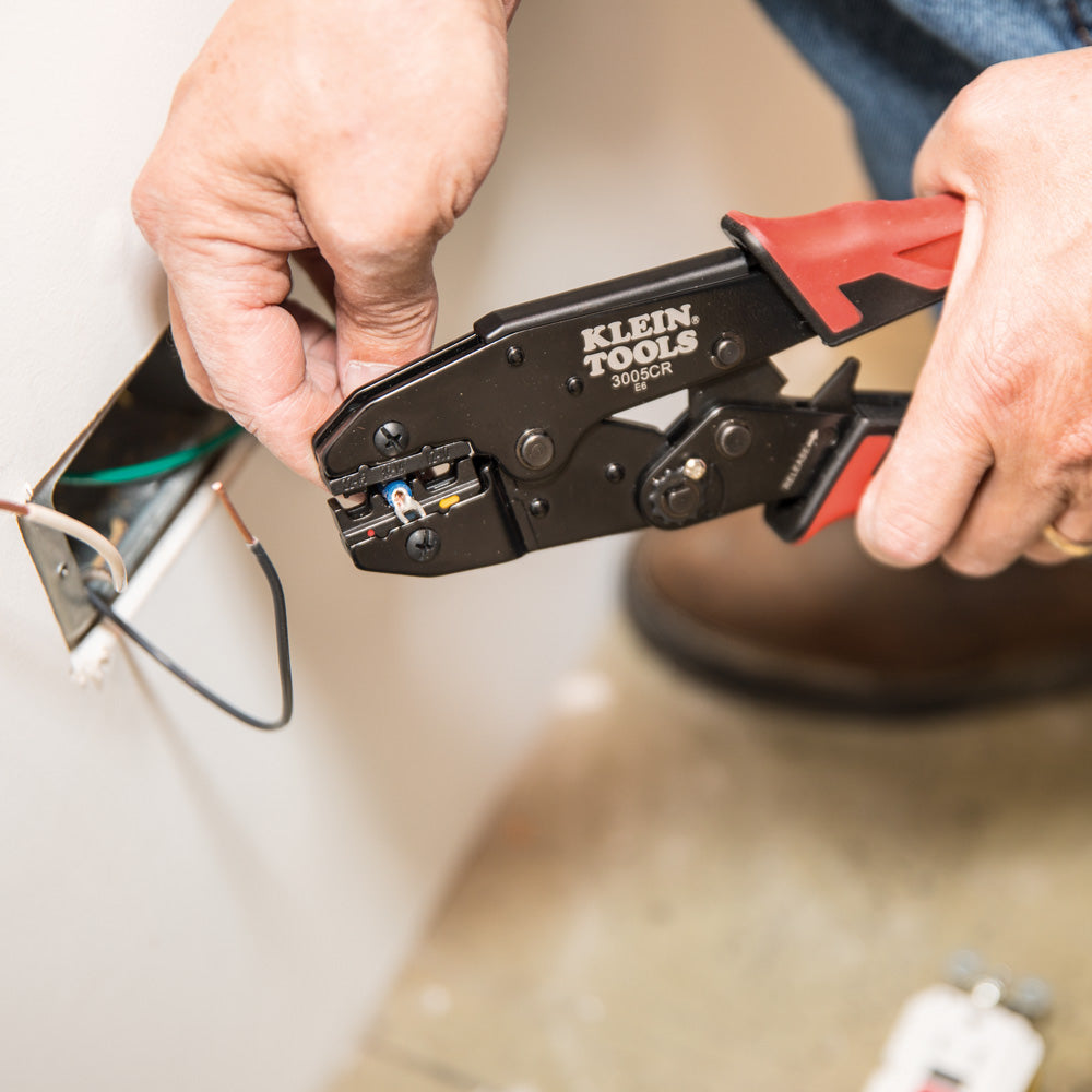 Klein Tools 3005CR Ratcheting Crimper, 10-22 AWG - Insulated Terminals