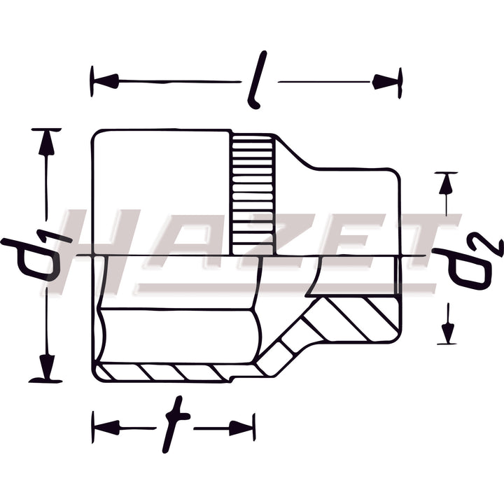 Hazet 850LG-10 (6-Point) Square, Hollow 6.3mm (1/4") Hex. 10-10 Traction Socket