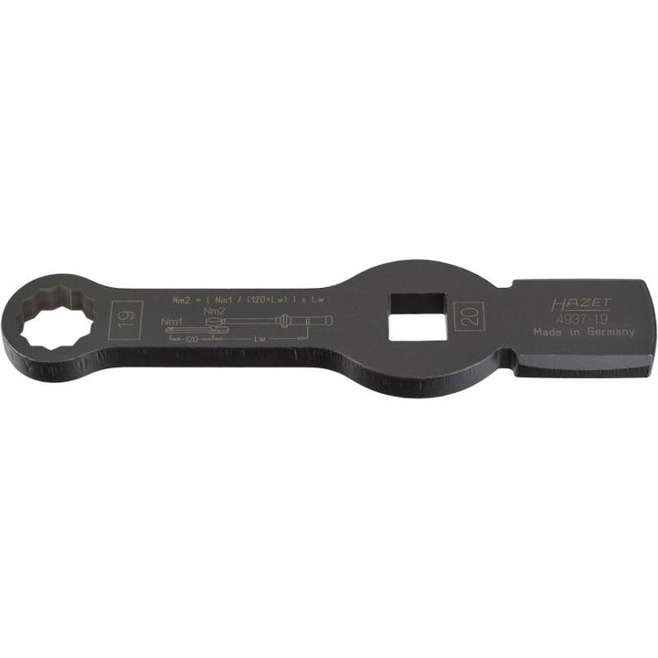 Hazet 4937-19 Box-End Wrench - Striking Face Pattern with 2 Striking Faces, 12-Point, 19mm