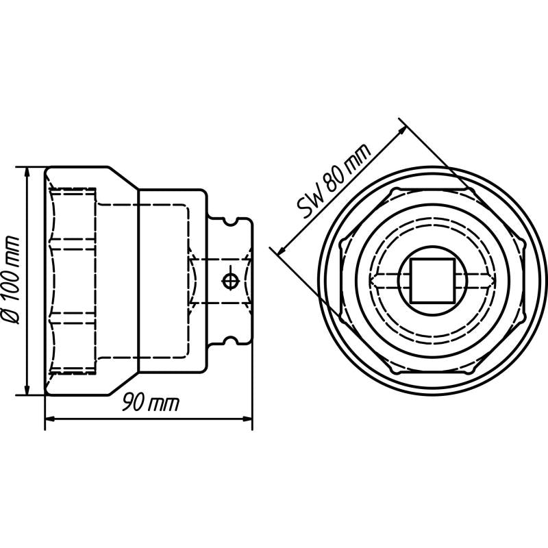 Hazet 4937-80 Commercial Vehicle Axle Nut Socket, 80mm