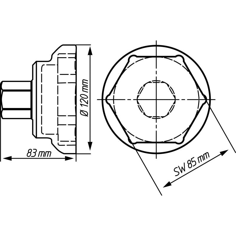 Hazet 4937-85 Commercial Vehicle Axle Nut Socket,  Hex, 85mm