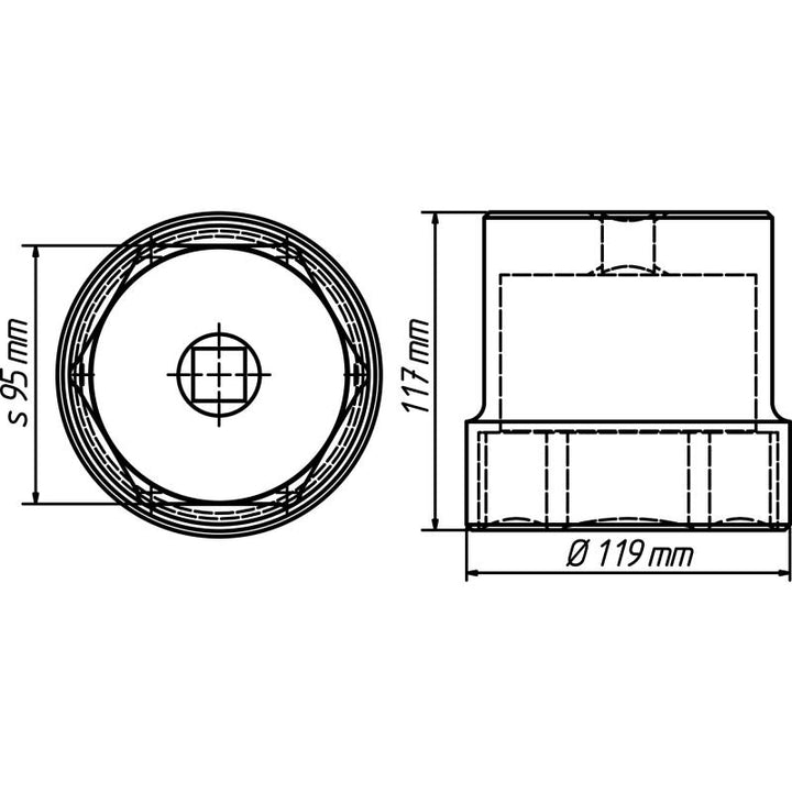 Hazet 4937-95 Commercial Vehicle Oil Caps / Axle Nut Sockets, 95mm