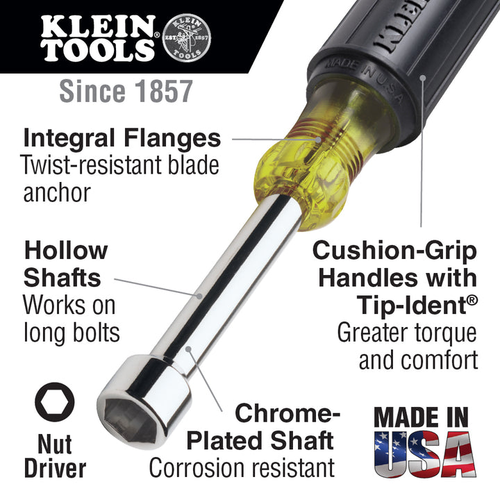 Klein Tools 630-11MM 11 mm Nut Driver, 3-Inch Hollow Shaft