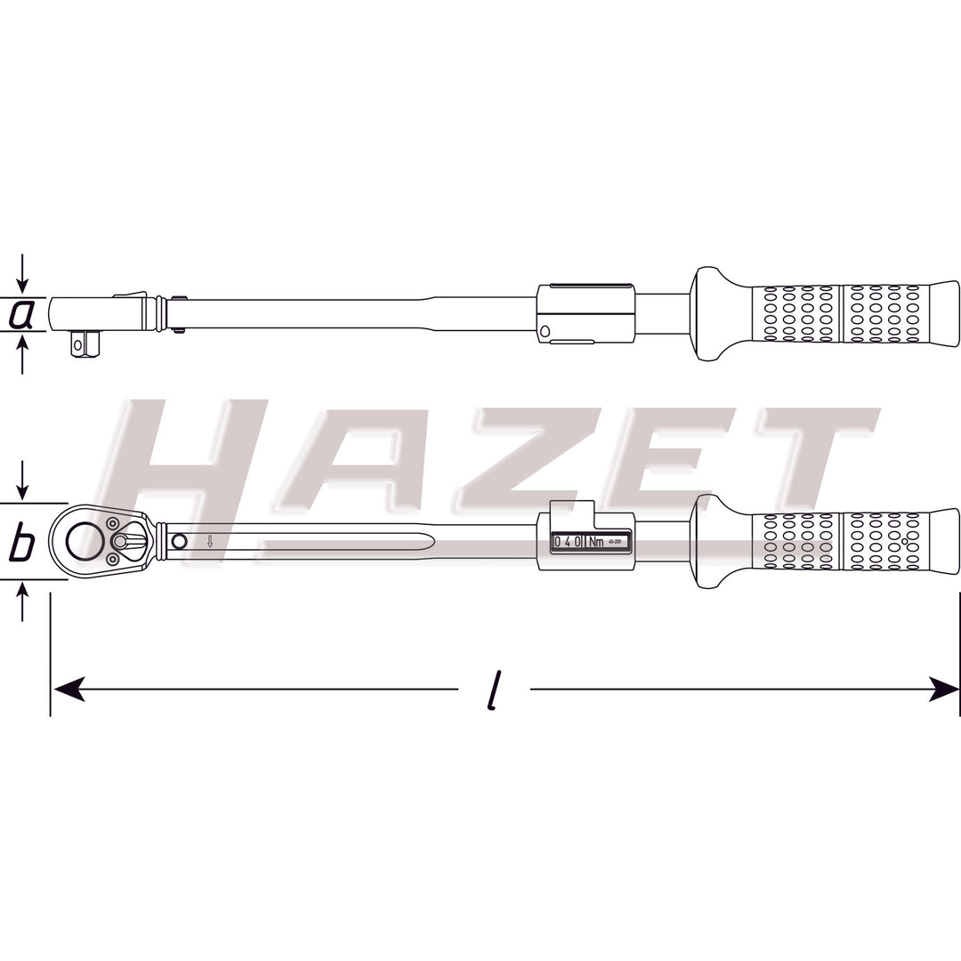 Hazet 5122-2CLT Torque Wrench, 40 - 200 Nm, 1/2"