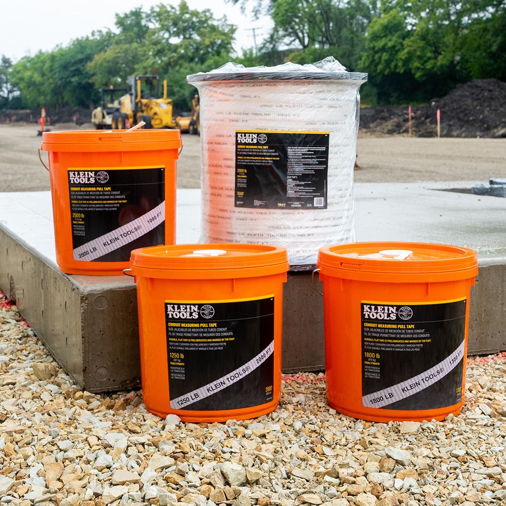 Klein Tools 50142 Conduit Measuring Pull Tape for Heavy-Duty Cable and Wire Pulling, 2500-Pound x 3000-Foot Long