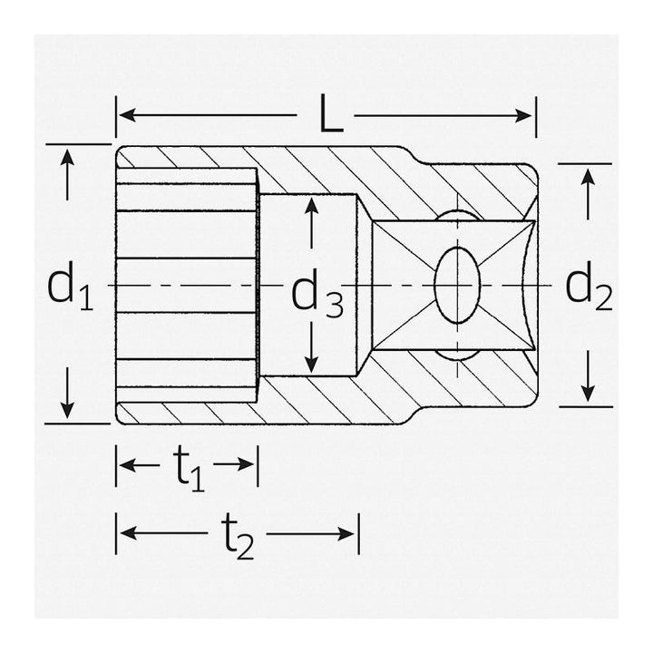 Stahlwille 03410042 13/16" x 1/2" Bi-Hex Socket