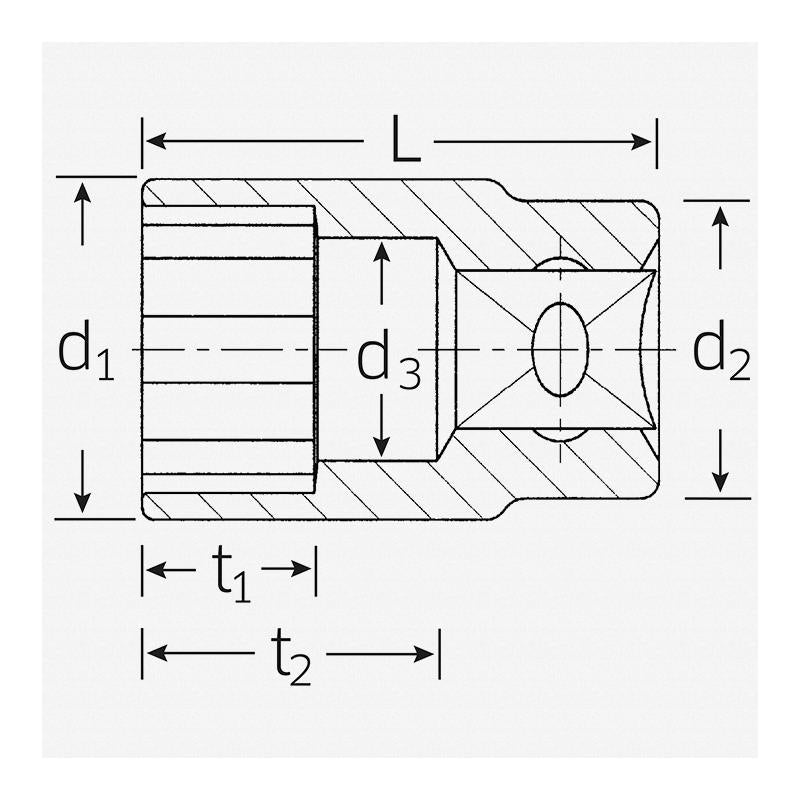 Stahlwille 03410050 1 1/16" x 1/2" Bi-Hex Socket