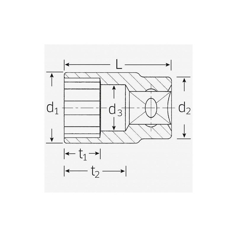 Stahlwille 03010028 50 1/2" 12-pt Socket, 28 mm