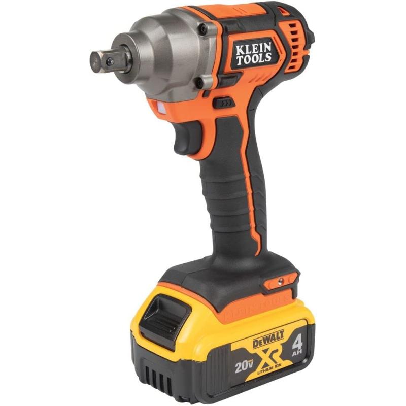 Klein Tools BAT20CW1 Battery-Operated Compact Impact Wrench, 1/2-Inch Detent Pin, Full Kit